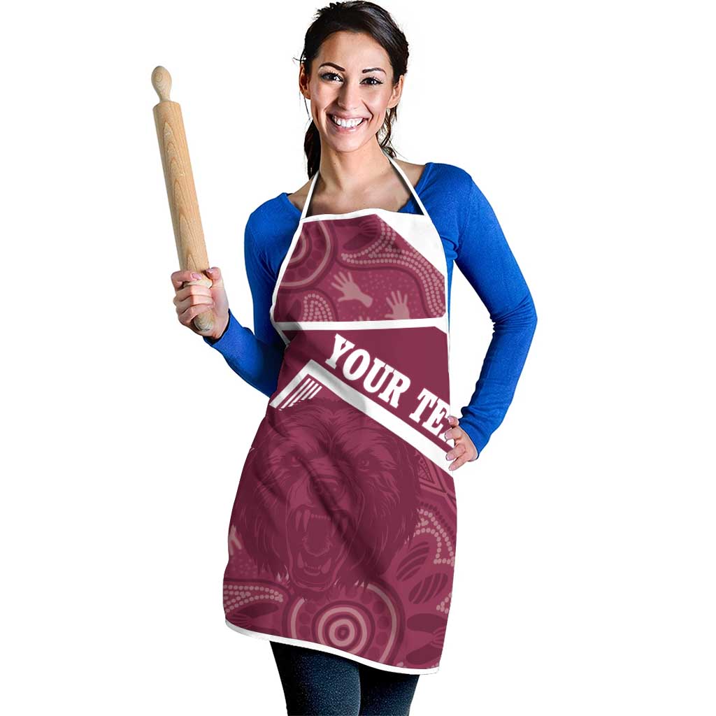 Burleigh Rugby Custom Apron Go Bears Maroon Aboriginal Art - Aussie Hoodie