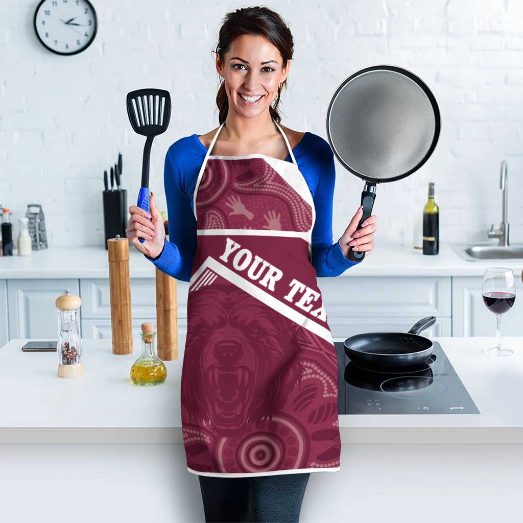 Burleigh Rugby Custom Apron Go Bears Maroon Aboriginal Art - Aussie Hoodie