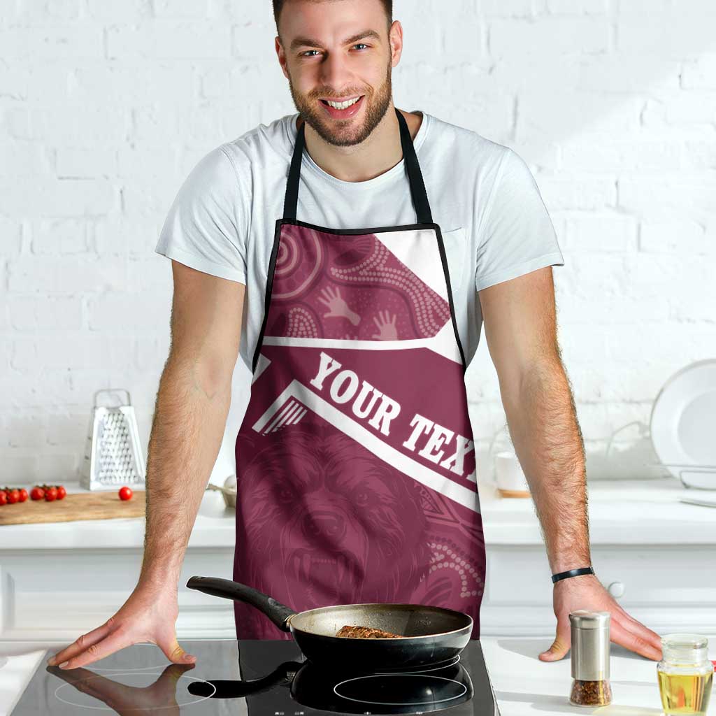 Burleigh Rugby Custom Apron Go Bears Maroon Aboriginal Art - Aussie Hoodie
