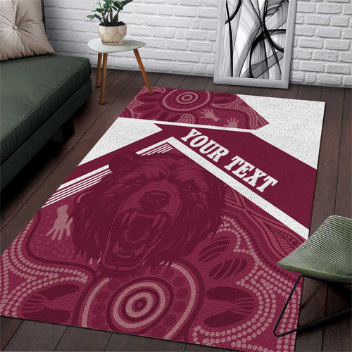 Burleigh Rugby Custom Area Rug Go Bears Maroon Aboriginal Art - Aussie Hoodie