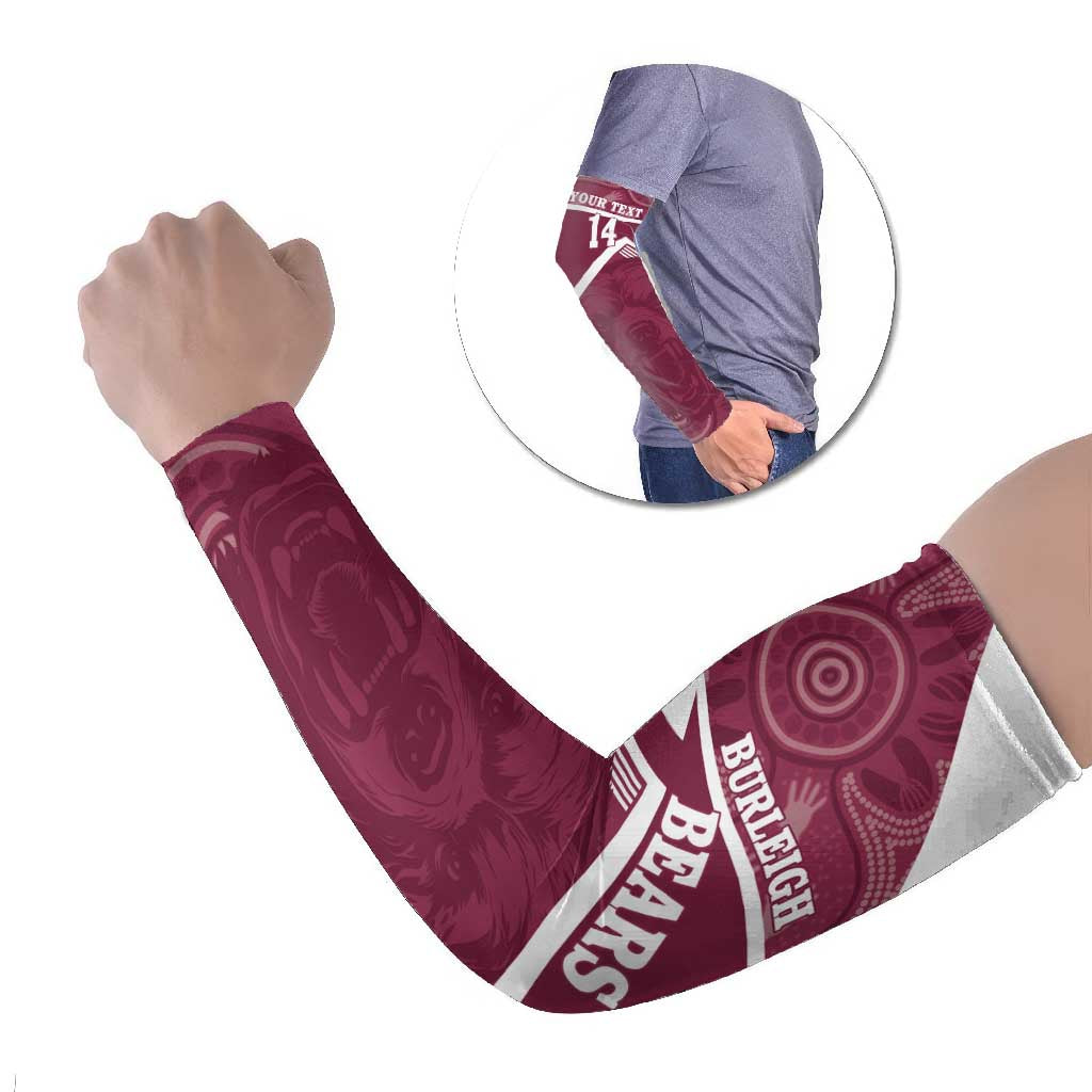 Burleigh Rugby Custom Arm Sleeves Go Bears Maroon Aboriginal Art - Aussie Hoodie