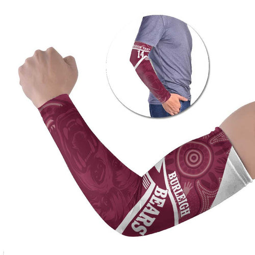 Burleigh Rugby Custom Arm Sleeves Go Bears Maroon Aboriginal Art - Aussie Hoodie