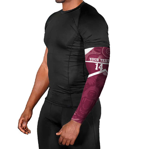 Burleigh Rugby Custom Arm Sleeves Go Bears Maroon Aboriginal Art - Aussie Hoodie
