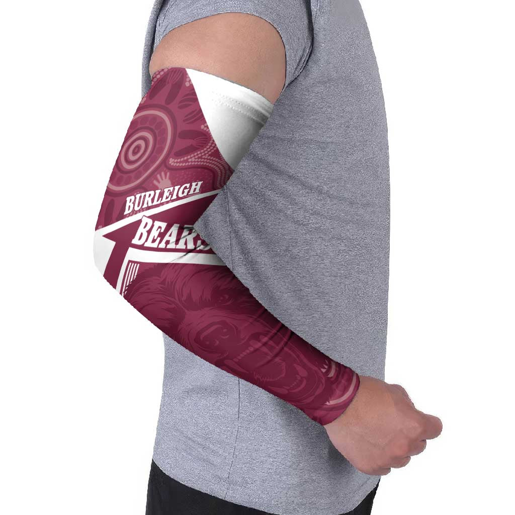 Burleigh Rugby Custom Arm Sleeves Go Bears Maroon Aboriginal Art - Aussie Hoodie