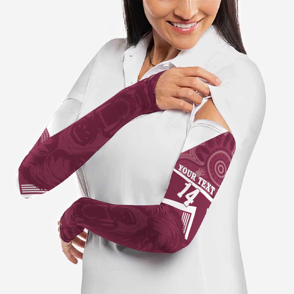 Burleigh Rugby Custom Arm Sleeves Go Bears Maroon Aboriginal Art - Aussie Hoodie