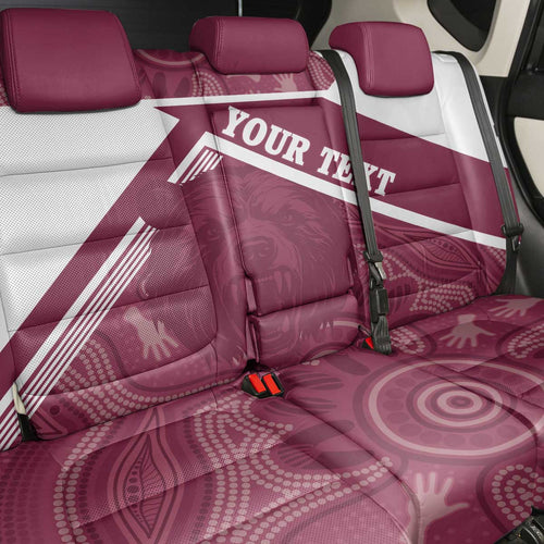 Burleigh Rugby Custom Back Car Seat Cover Go Bears Maroon Aboriginal Art - Aussie Hoodie