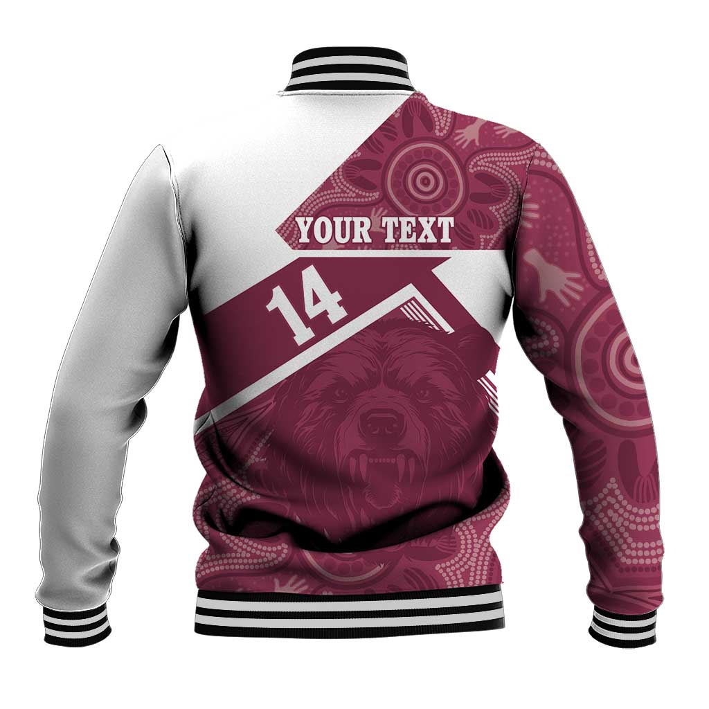 Burleigh Rugby Custom Baseball Jacket Go Bears Maroon Aboriginal Art - Aussie Hoodie