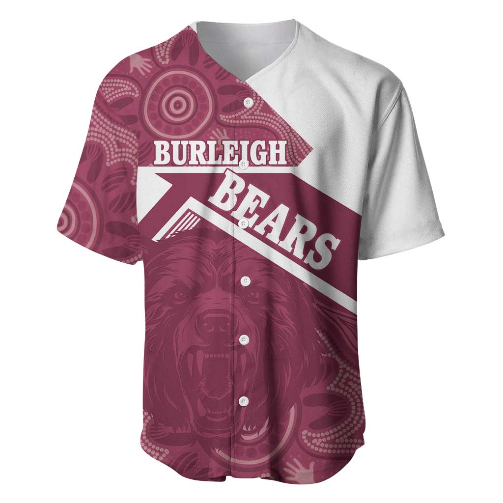 Burleigh Rugby Custom Baseball Jersey Go Bears Maroon Aboriginal Art - Aussie Hoodie