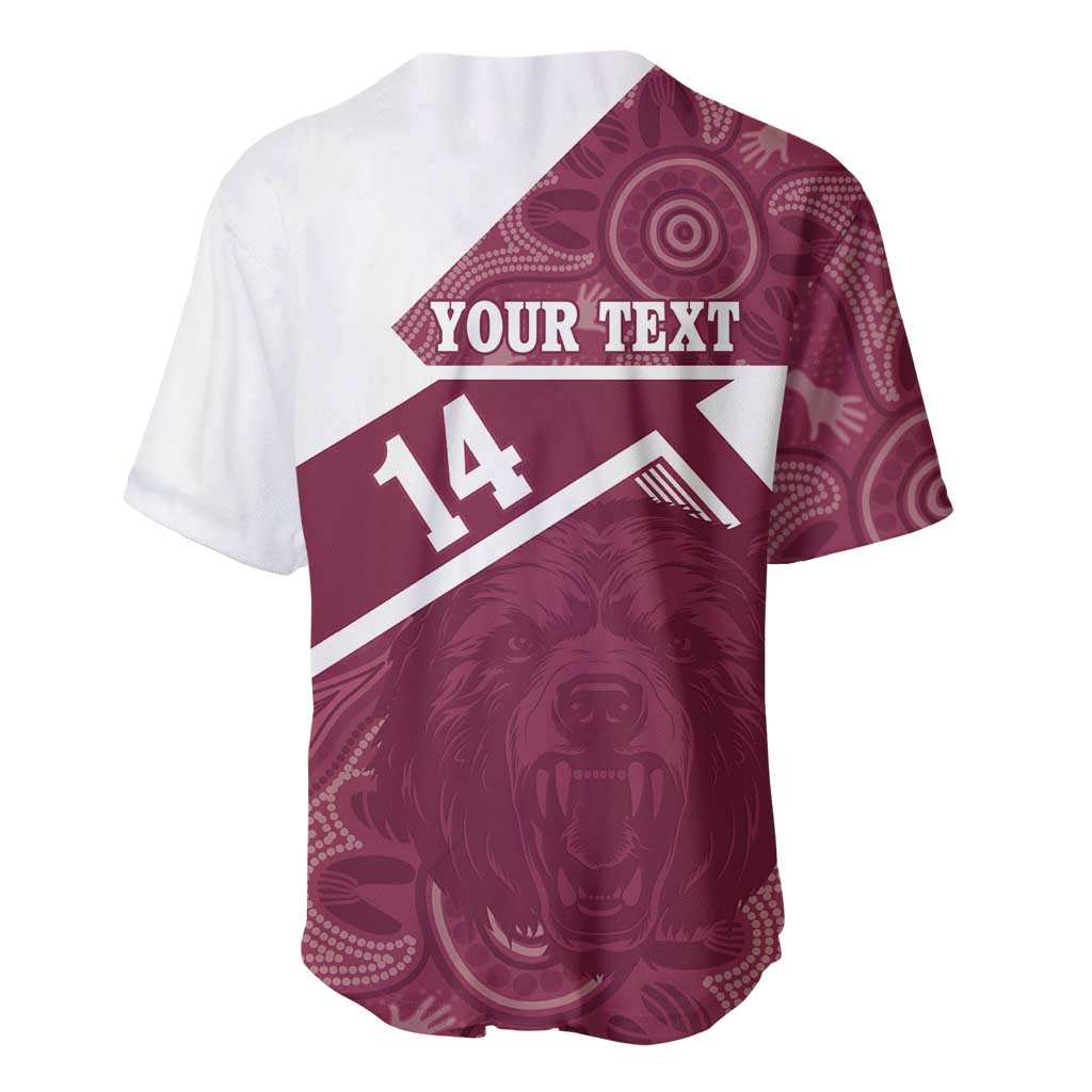 Burleigh Rugby Custom Baseball Jersey Go Bears Maroon Aboriginal Art - Aussie Hoodie