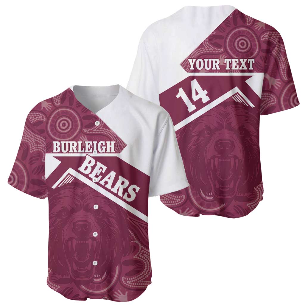 Burleigh Rugby Custom Baseball Jersey Go Bears Maroon Aboriginal Art - Aussie Hoodie
