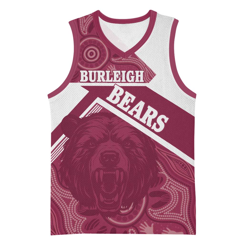 Burleigh Rugby Custom Basketball Jersey Go Bears Maroon Aboriginal Art - Aussie Hoodie