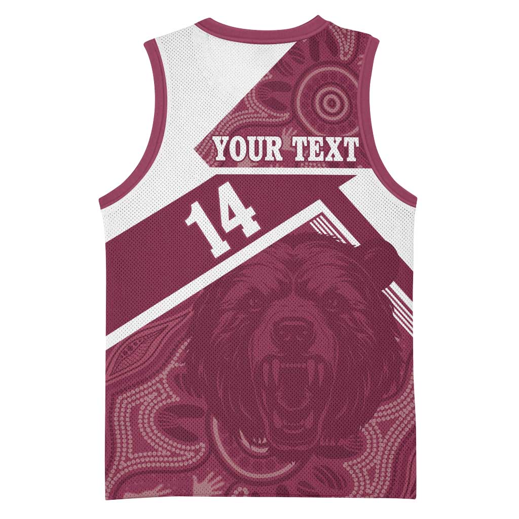 Burleigh Rugby Custom Basketball Jersey Go Bears Maroon Aboriginal Art - Aussie Hoodie