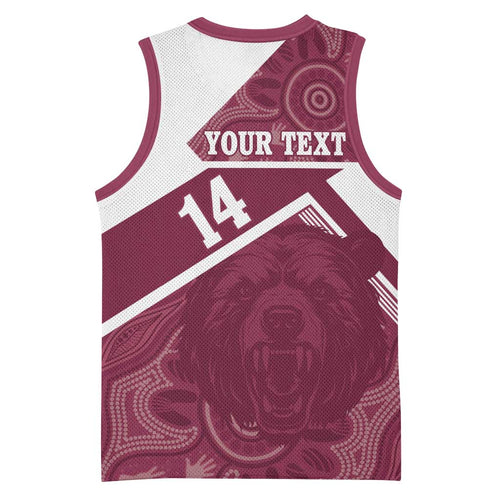 Burleigh Rugby Custom Basketball Jersey Go Bears Maroon Aboriginal Art - Aussie Hoodie