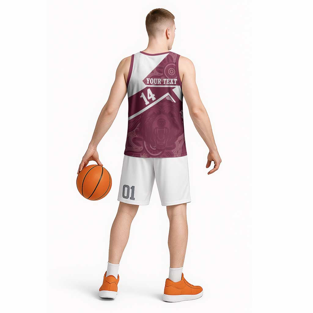 Burleigh Rugby Custom Basketball Jersey Go Bears Maroon Aboriginal Art - Aussie Hoodie