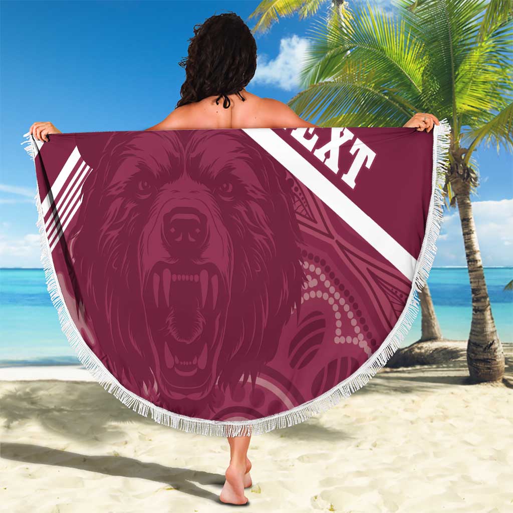 Burleigh Rugby Custom Beach Blanket Go Bears Maroon Aboriginal Art - Aussie Hoodie