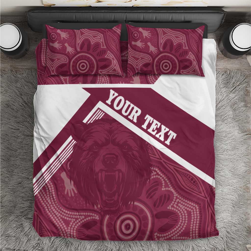 Burleigh Rugby Custom Bedding Set Go Bears Maroon Aboriginal Art - Aussie Hoodie