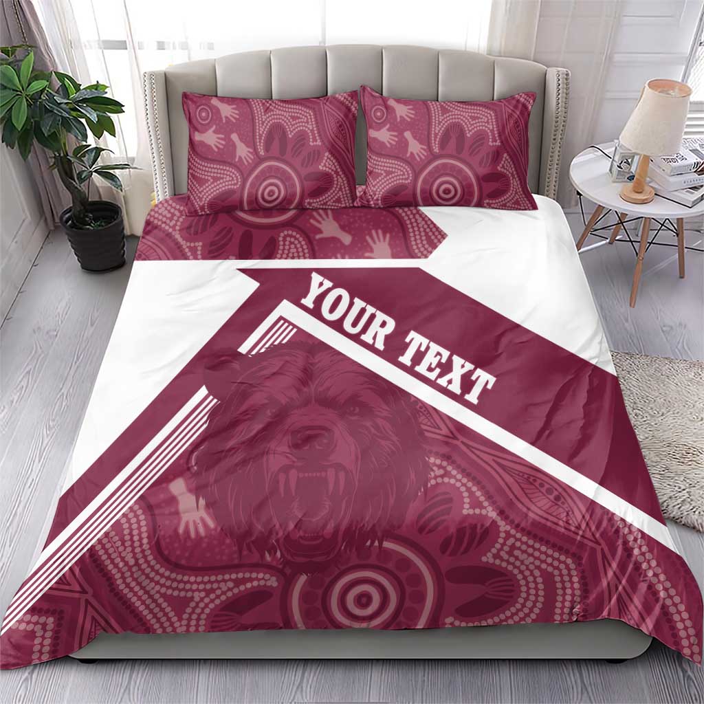 Burleigh Rugby Custom Bedding Set Go Bears Maroon Aboriginal Art - Aussie Hoodie