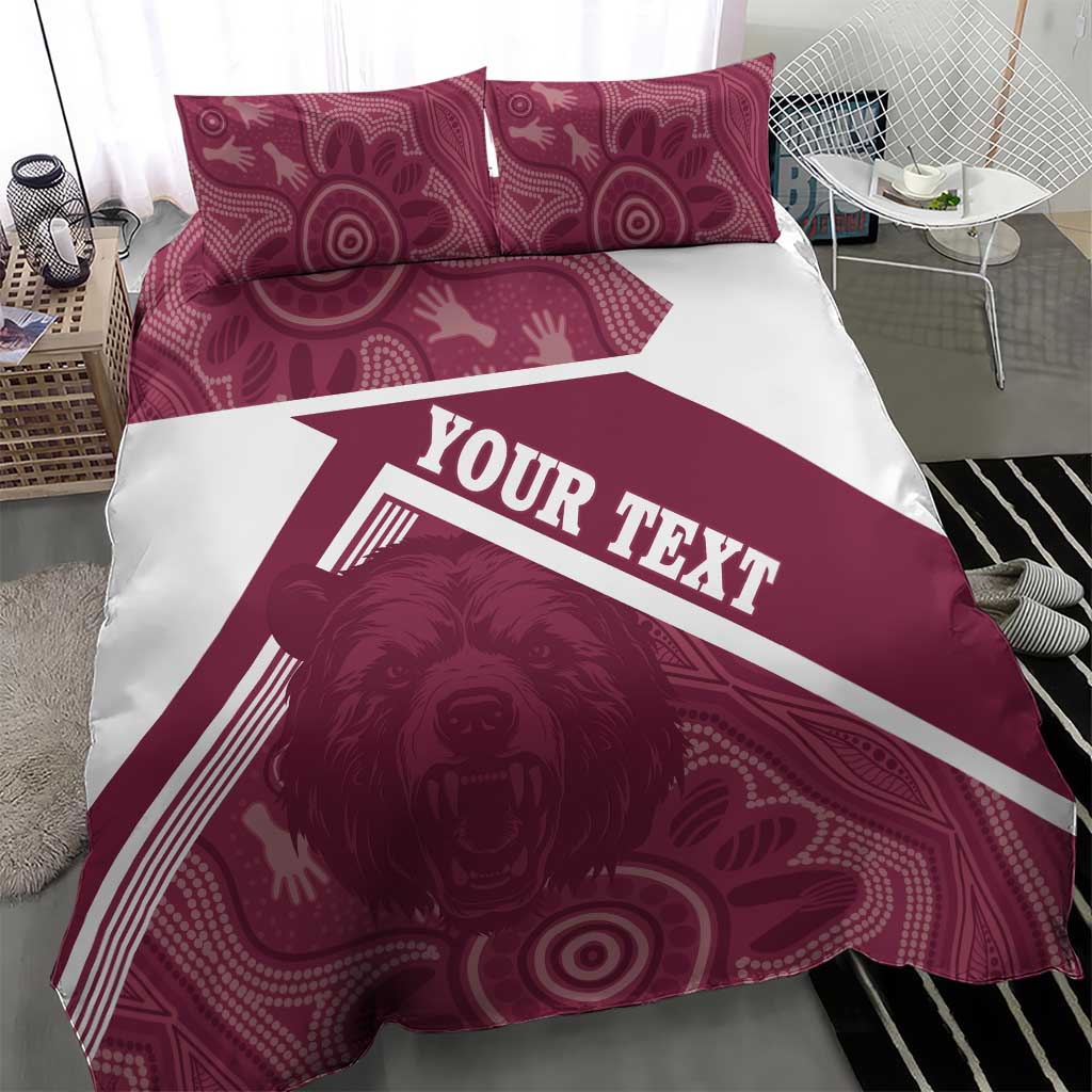Burleigh Rugby Custom Bedding Set Go Bears Maroon Aboriginal Art - Aussie Hoodie
