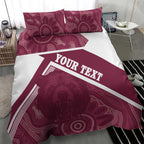Burleigh Rugby Custom Bedding Set Go Bears Maroon Aboriginal Art - Aussie Hoodie