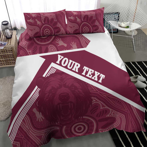 Burleigh Rugby Custom Bedding Set Go Bears Maroon Aboriginal Art - Aussie Hoodie