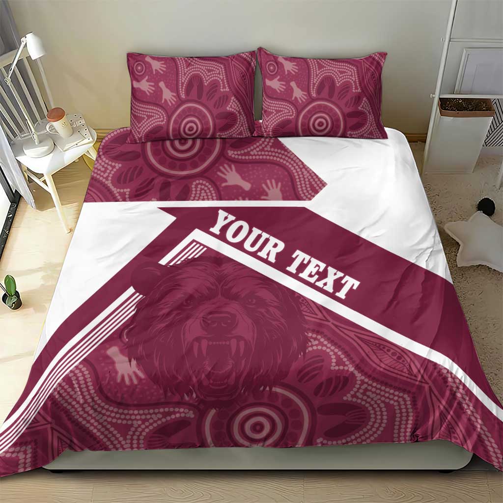 Burleigh Rugby Custom Bedding Set Go Bears Maroon Aboriginal Art - Aussie Hoodie