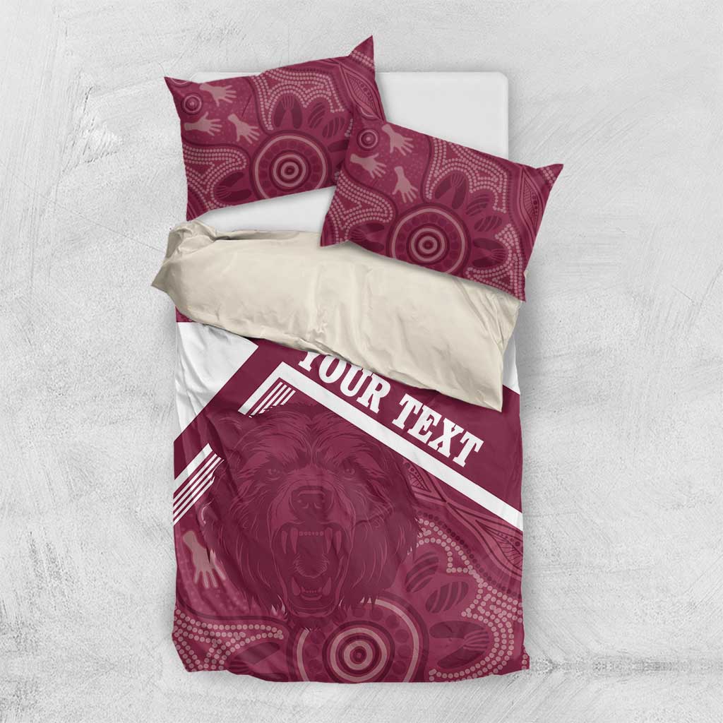 Burleigh Rugby Custom Bedding Set Go Bears Maroon Aboriginal Art - Aussie Hoodie