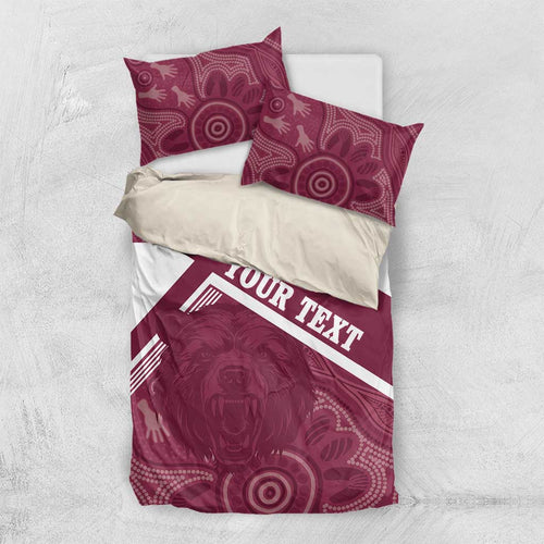 Burleigh Rugby Custom Bedding Set Go Bears Maroon Aboriginal Art - Aussie Hoodie