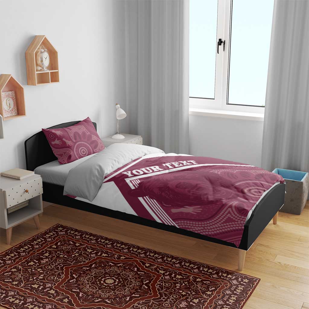 Burleigh Rugby Custom Bedding Set Go Bears Maroon Aboriginal Art - Aussie Hoodie