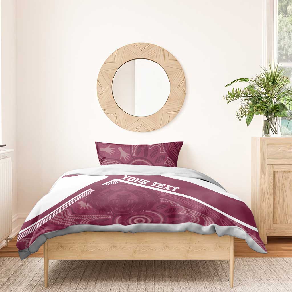 Burleigh Rugby Custom Bedding Set Go Bears Maroon Aboriginal Art - Aussie Hoodie