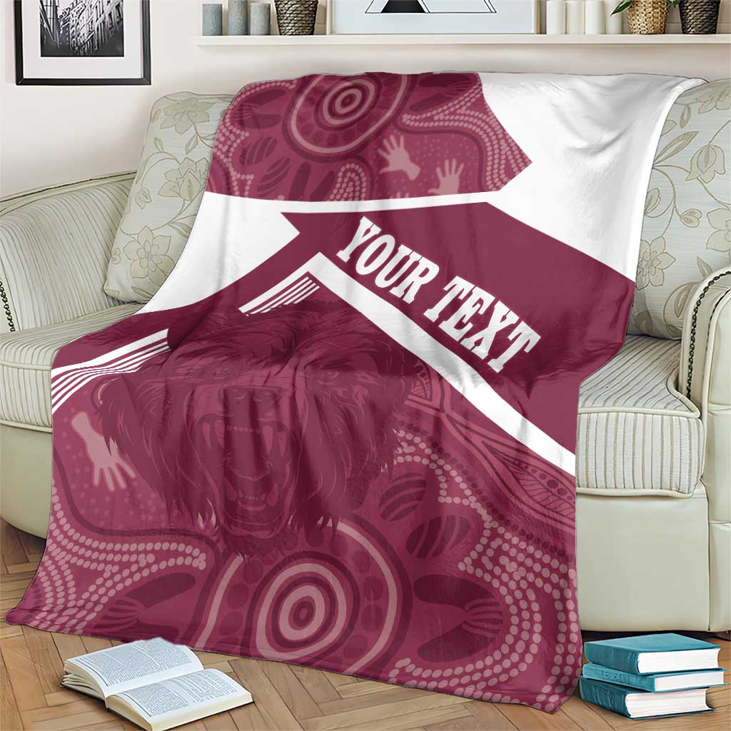 Burleigh Rugby Custom Blanket Go Bears Maroon Aboriginal Art - Aussie Hoodie