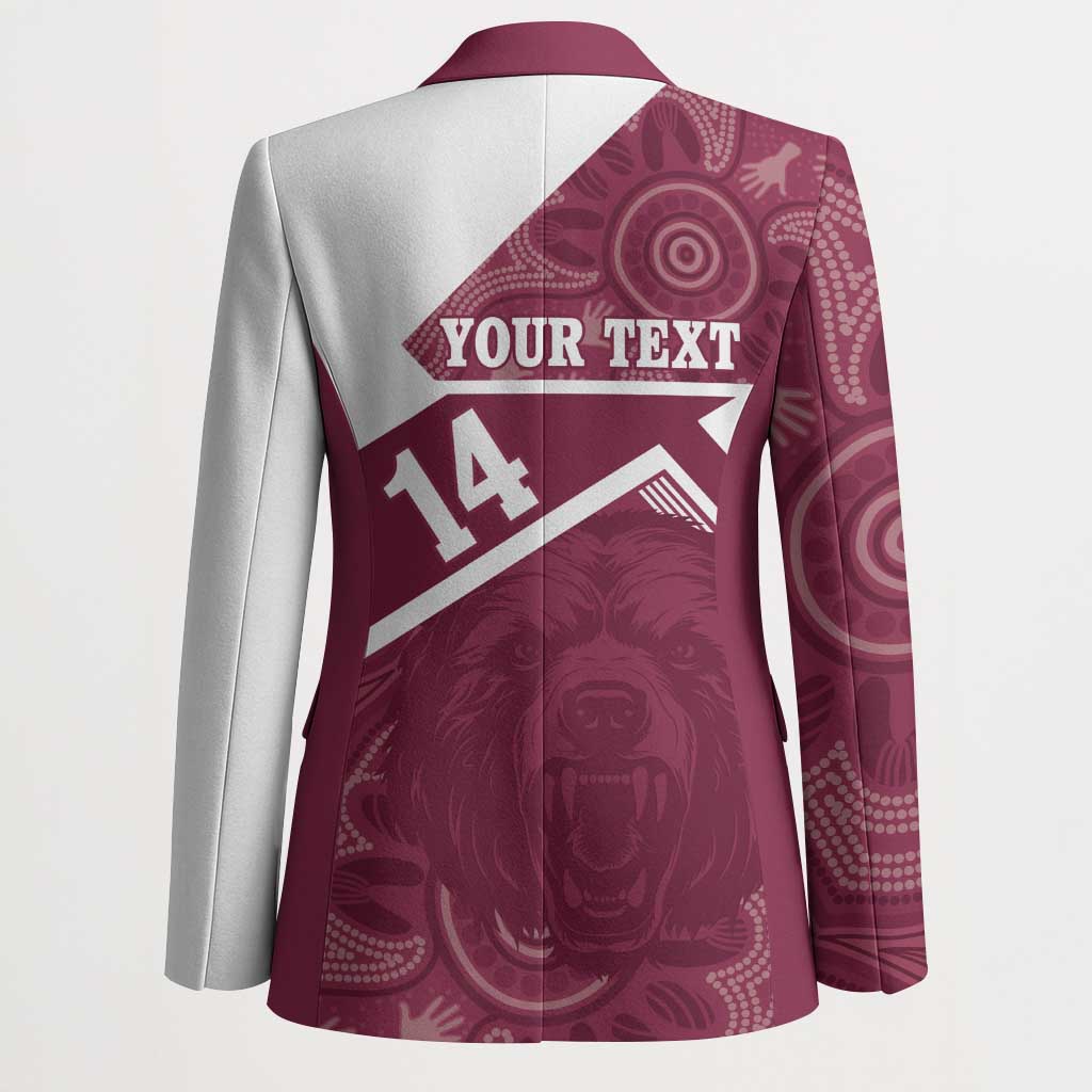 Burleigh Rugby Custom Blazer Go Bears Maroon Aboriginal Art - Aussie Hoodie