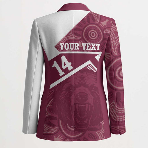 Burleigh Rugby Custom Blazer Go Bears Maroon Aboriginal Art - Aussie Hoodie