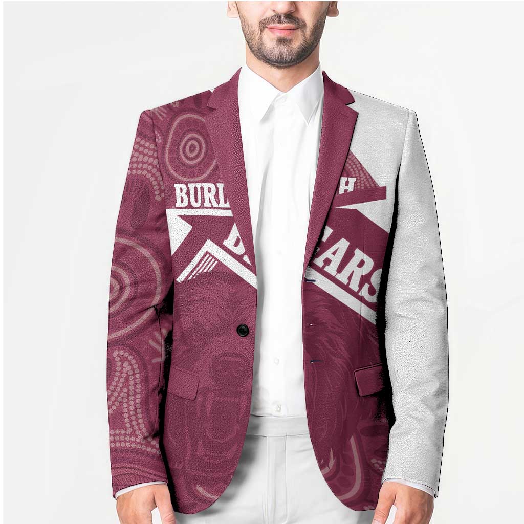 Burleigh Rugby Custom Blazer Go Bears Maroon Aboriginal Art - Aussie Hoodie