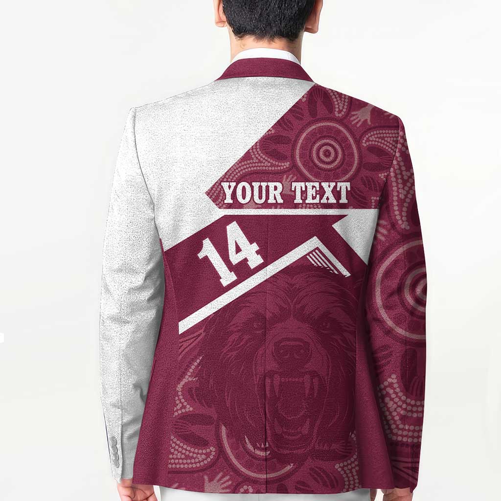 Burleigh Rugby Custom Blazer Go Bears Maroon Aboriginal Art - Aussie Hoodie