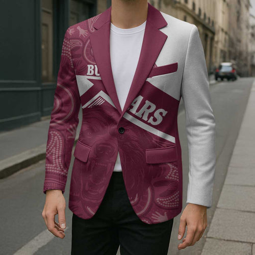 Burleigh Rugby Custom Blazer Go Bears Maroon Aboriginal Art - Aussie Hoodie