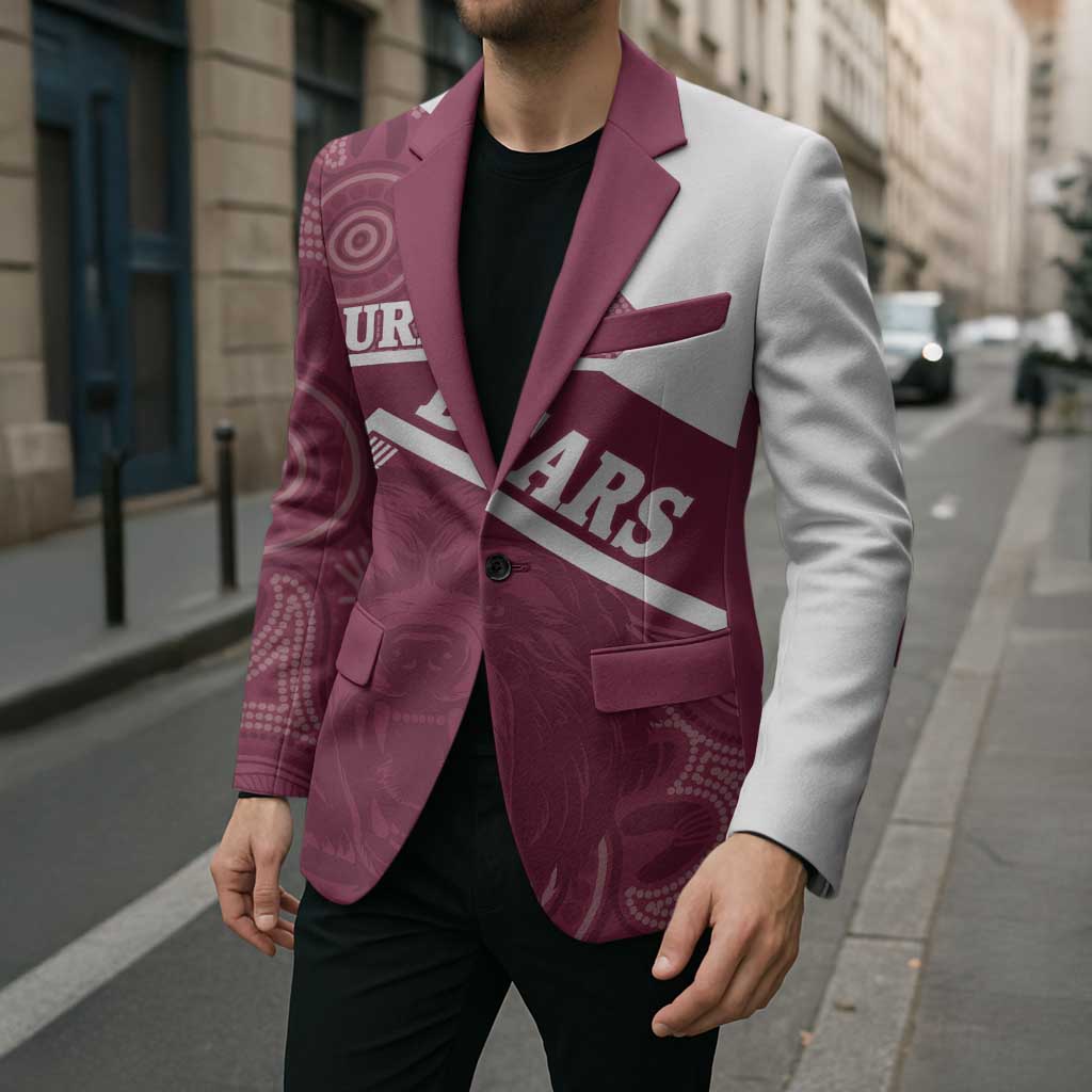 Burleigh Rugby Custom Blazer Go Bears Maroon Aboriginal Art - Aussie Hoodie