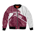 Burleigh Rugby Custom Bomber Jacket Go Bears Maroon Aboriginal Art - Aussie Hoodie