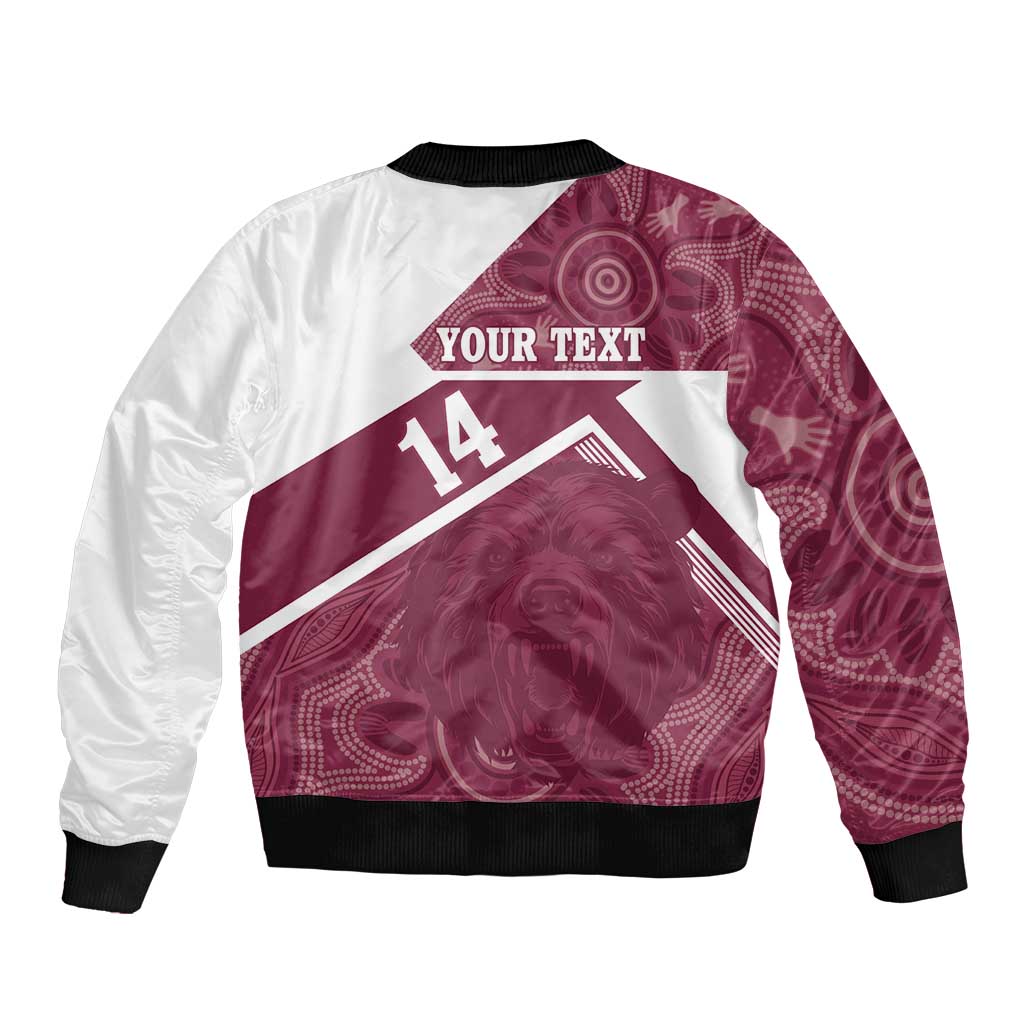 Burleigh Rugby Custom Bomber Jacket Go Bears Maroon Aboriginal Art - Aussie Hoodie