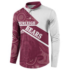 Burleigh Rugby Custom Button Sweatshirt Go Bears Maroon Aboriginal Art - Aussie Hoodie