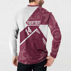 Burleigh Rugby Custom Button Sweatshirt Go Bears Maroon Aboriginal Art - Aussie Hoodie