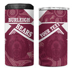 Burleigh Rugby Custom 4 in 1 Can Cooler Tumbler Go Bears Maroon Aboriginal Art - Aussie Hoodie