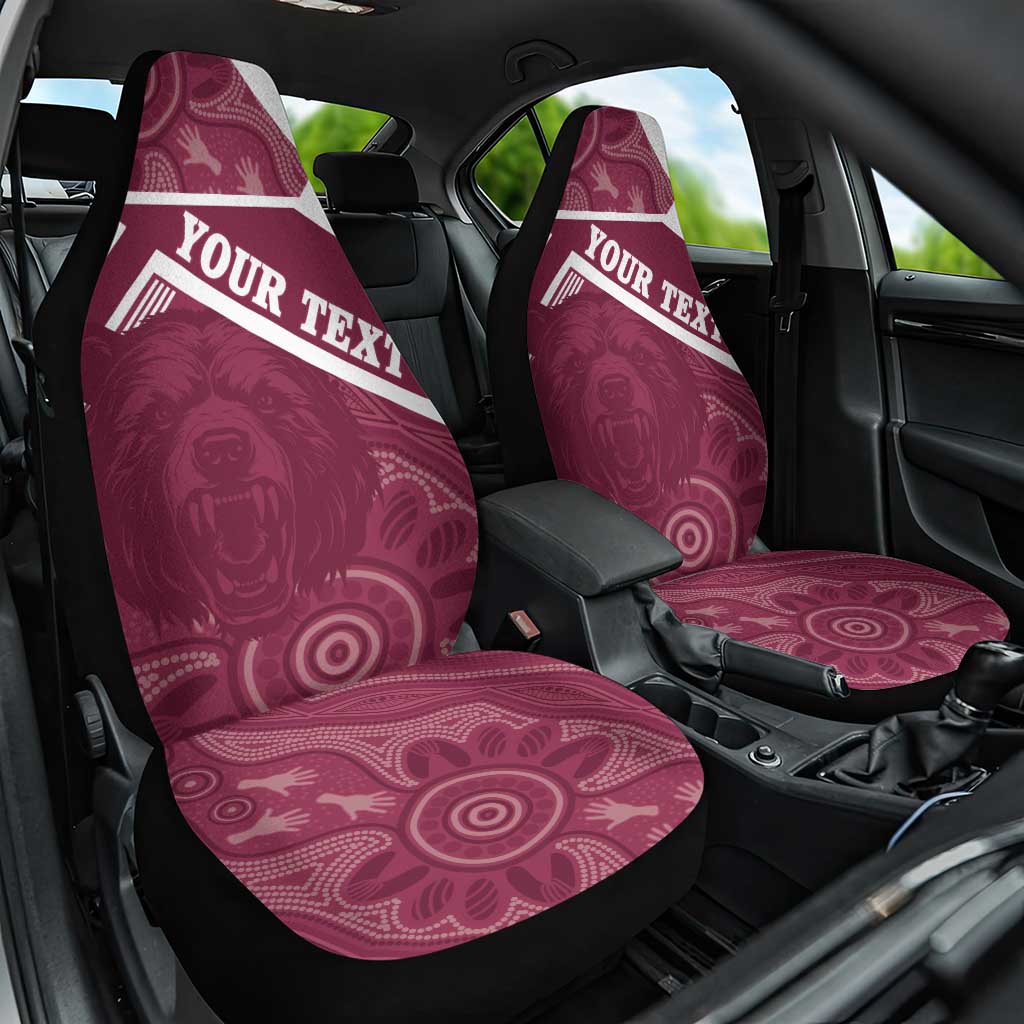 Burleigh Rugby Custom Car Seat Cover Go Bears Maroon Aboriginal Art - Aussie Hoodie