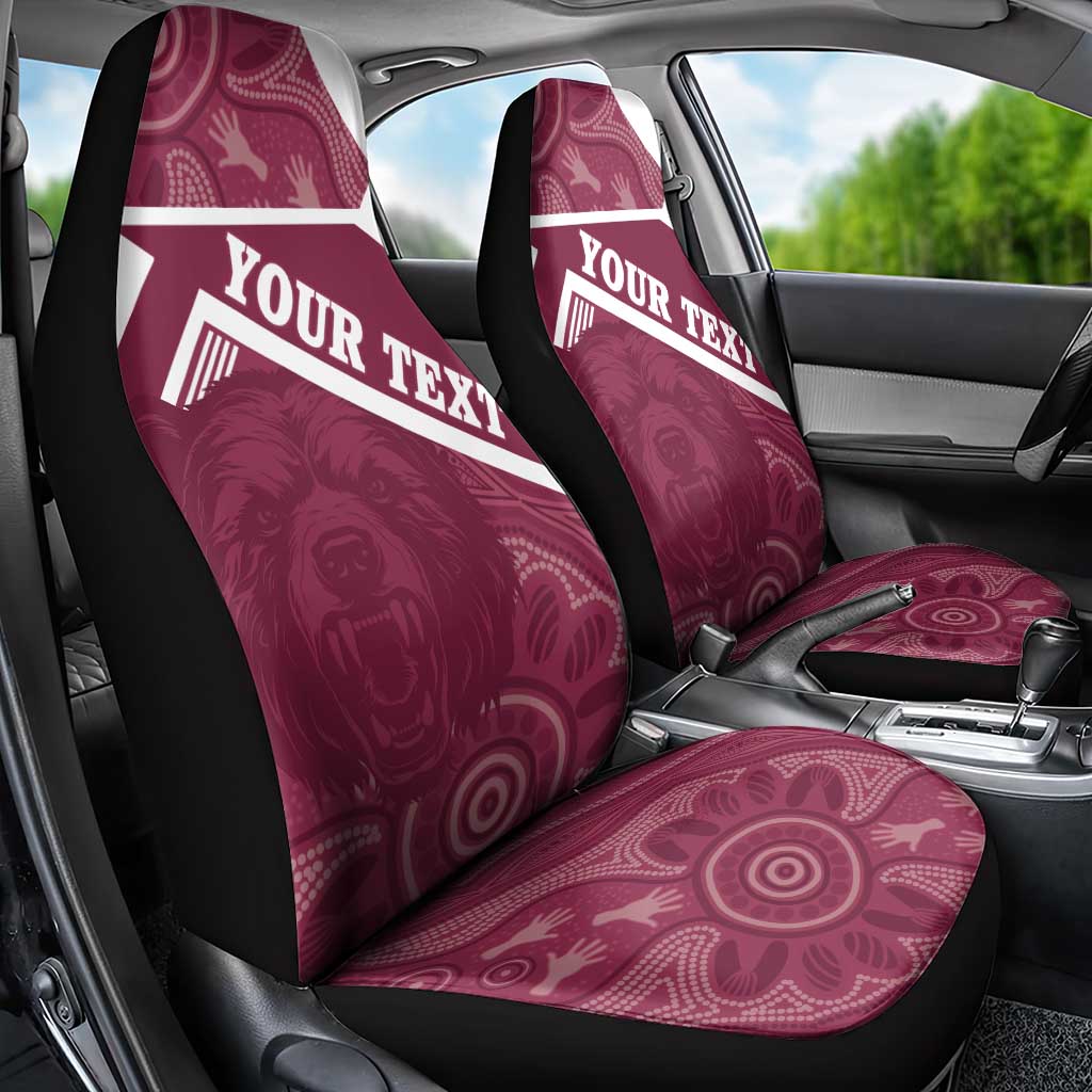Burleigh Rugby Custom Car Seat Cover Go Bears Maroon Aboriginal Art - Aussie Hoodie