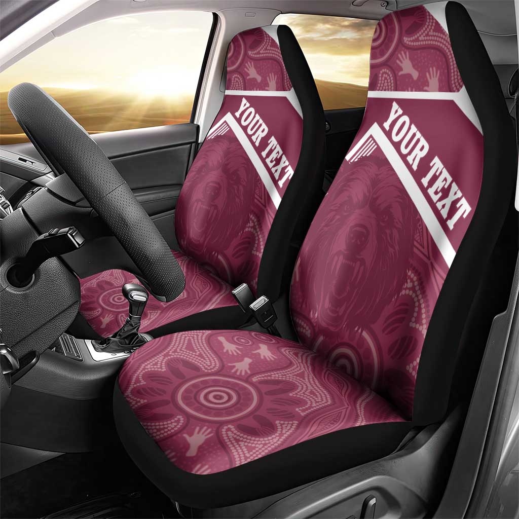 Burleigh Rugby Custom Car Seat Cover Go Bears Maroon Aboriginal Art - Aussie Hoodie