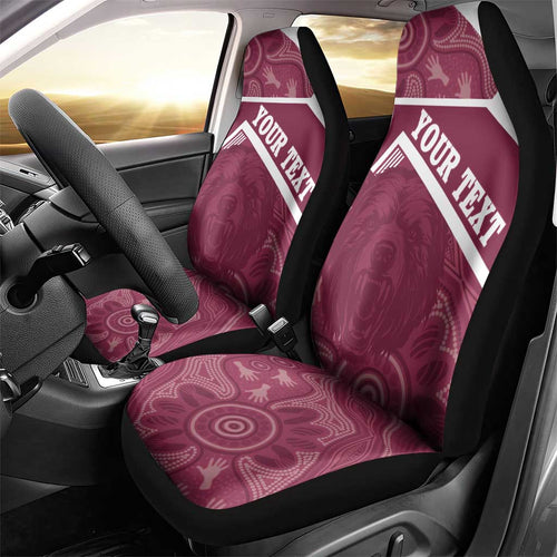 Burleigh Rugby Custom Car Seat Cover Go Bears Maroon Aboriginal Art - Aussie Hoodie