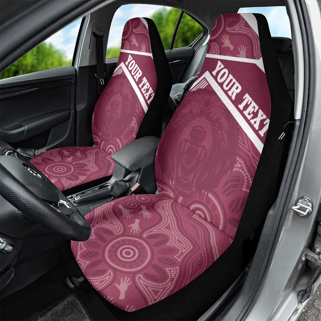 Burleigh Rugby Custom Car Seat Cover Go Bears Maroon Aboriginal Art - Aussie Hoodie