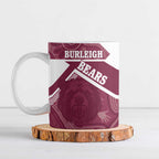Burleigh Rugby Custom Ceramic Mug Go Bears Maroon Aboriginal Art - Aussie Hoodie