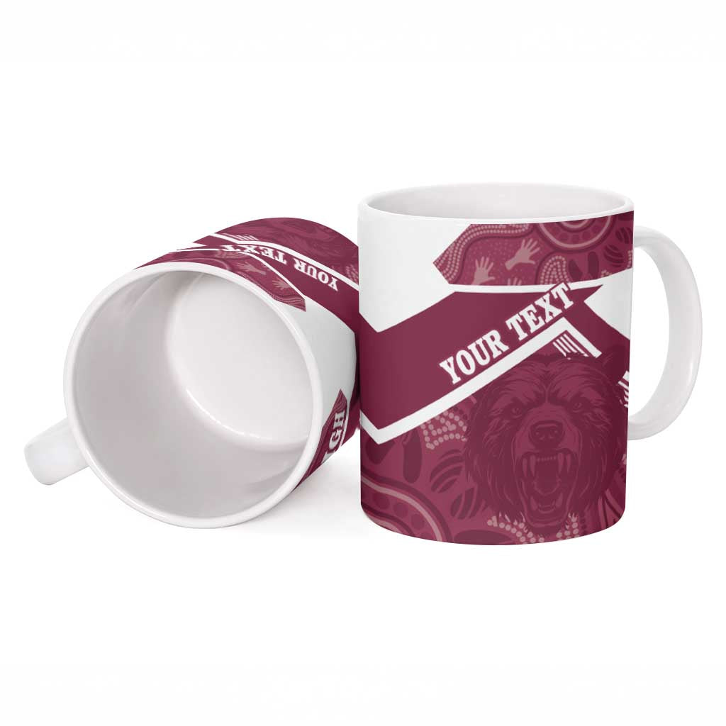Burleigh Rugby Custom Ceramic Mug Go Bears Maroon Aboriginal Art - Aussie Hoodie
