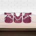 Burleigh Rugby Custom Ceramic Mug Go Bears Maroon Aboriginal Art - Aussie Hoodie