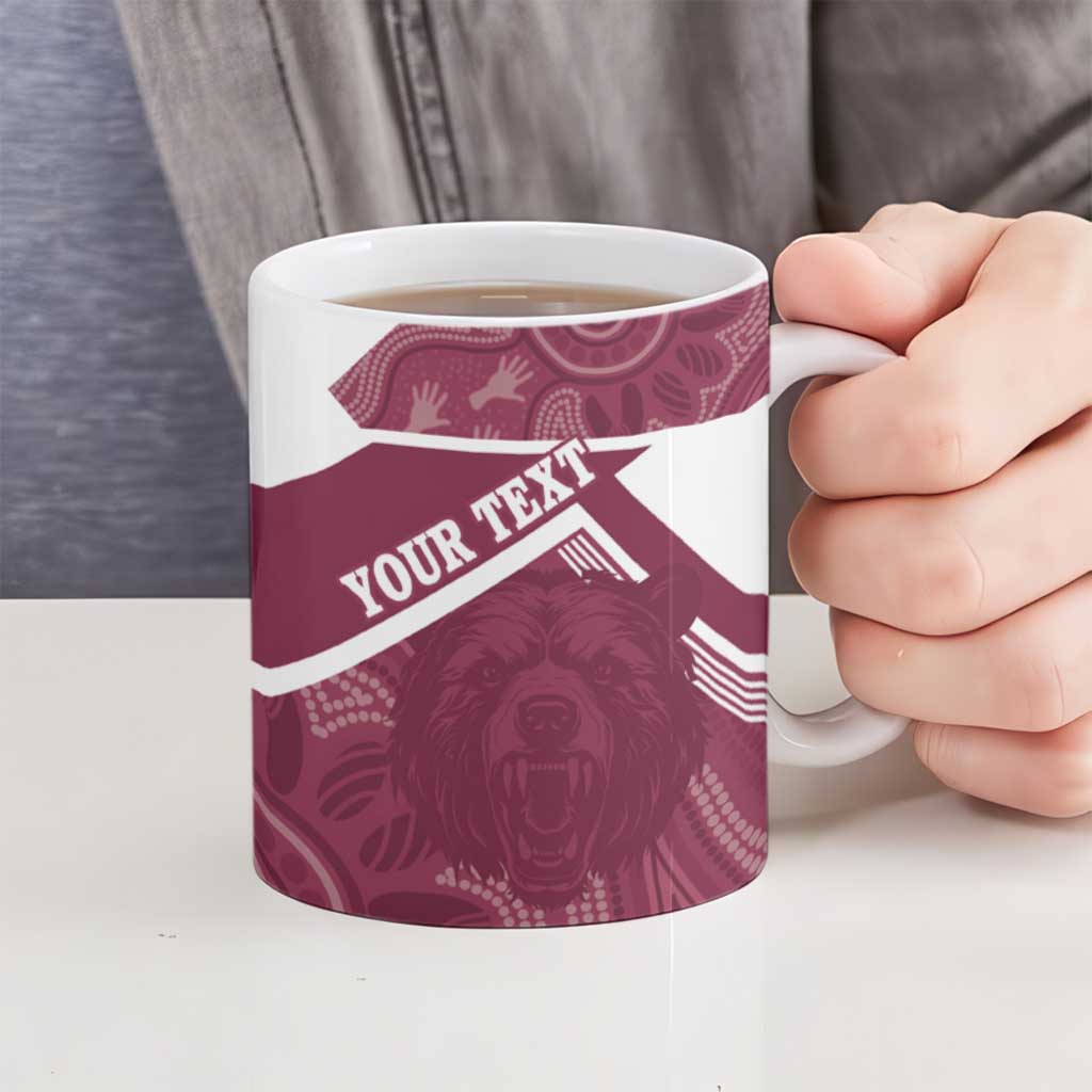 Burleigh Rugby Custom Ceramic Mug Go Bears Maroon Aboriginal Art - Aussie Hoodie